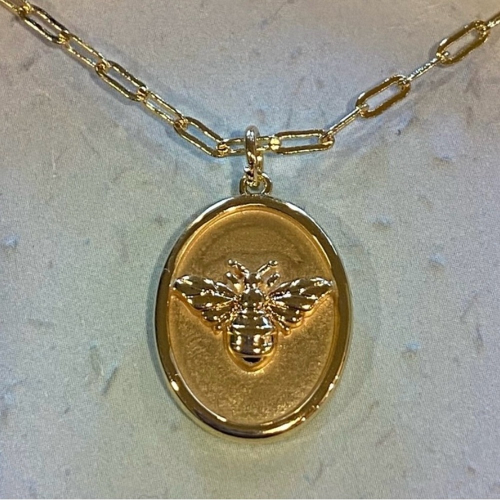 Gold Bee Pendant Necklace